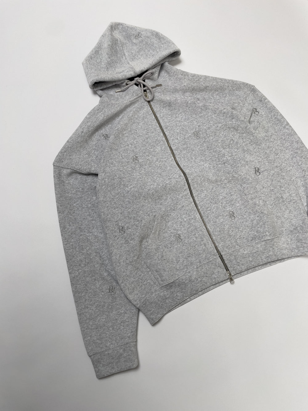 Grey Crushed Velvet Hoodie