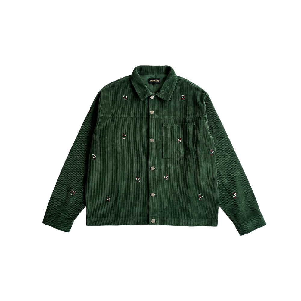 Dark Green Cords Light Jacket ''Overall DS Embroideries''