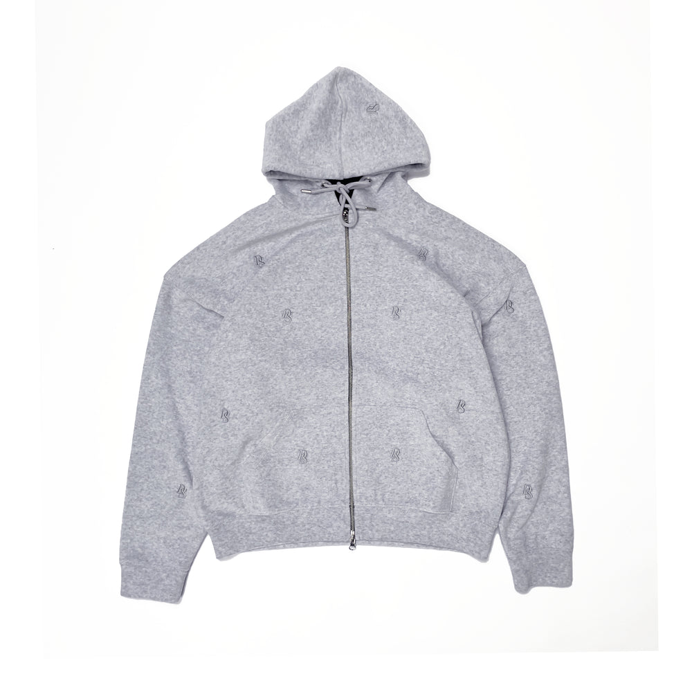 Grey Crushed Velvet Hoodie