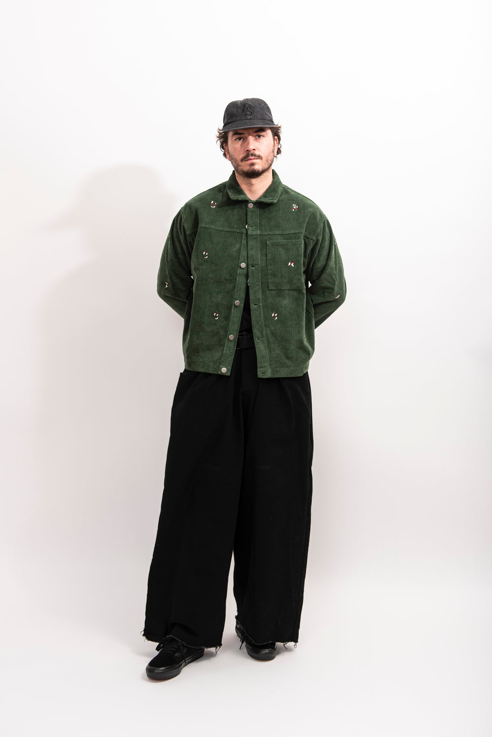 Dark Green Cords Light Jacket ''Overall DS Embroideries''