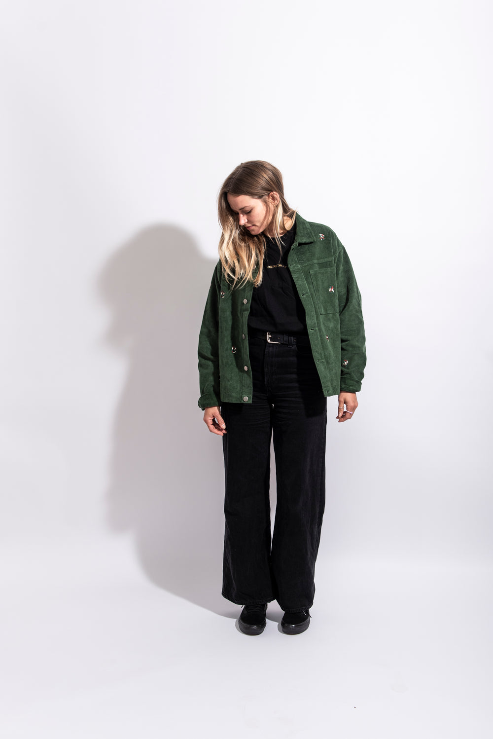 Dark Green Cords Light Jacket ''Overall DS Embroideries''