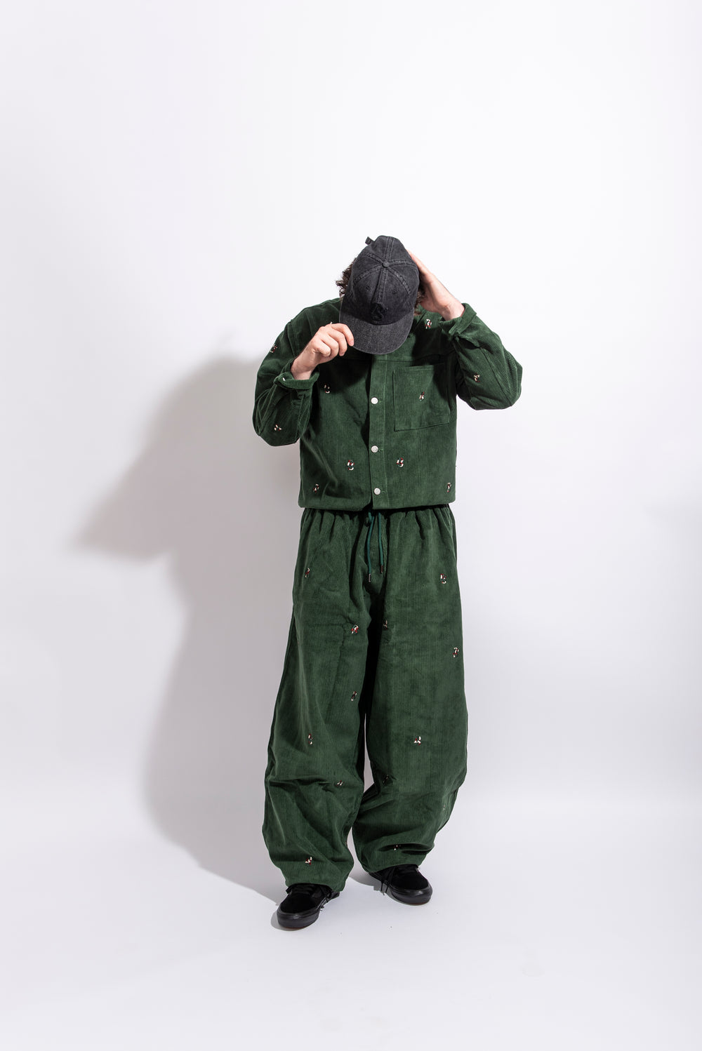 Dark Green Cords Light Jacket ''Overall DS Embroideries''