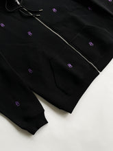 Charger l&#39;image dans la galerie, Black Zipper Hoodie &#39;&#39;Overall purple ds embroideries&#39;&#39;